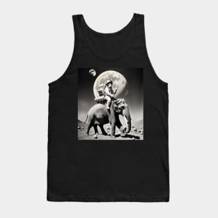 Astronaut cat riding elephant on moon Tank Top